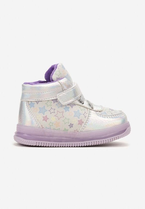 Born2be - Fioletowe Płaskie Buty Sportowe Sneakersy ze Skórzaną Wkładką w Gwiazdki z Brokatem Jocelv. Okazja: na uczelnię, na co dzień. Kolor: fioletowy. Materiał: skóra. Wzór: aplikacja. Sezon: wiosna, jesień. Styl: sportowy