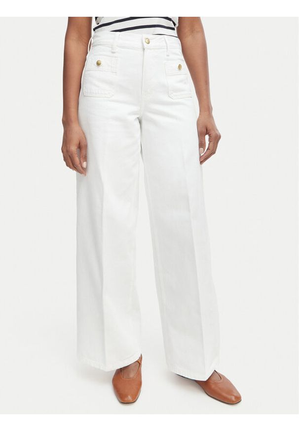 TOMMY HILFIGER - Tommy Hilfiger Jeansy 70s WW0WW48576 Biały Wide Leg. Kolor: biały