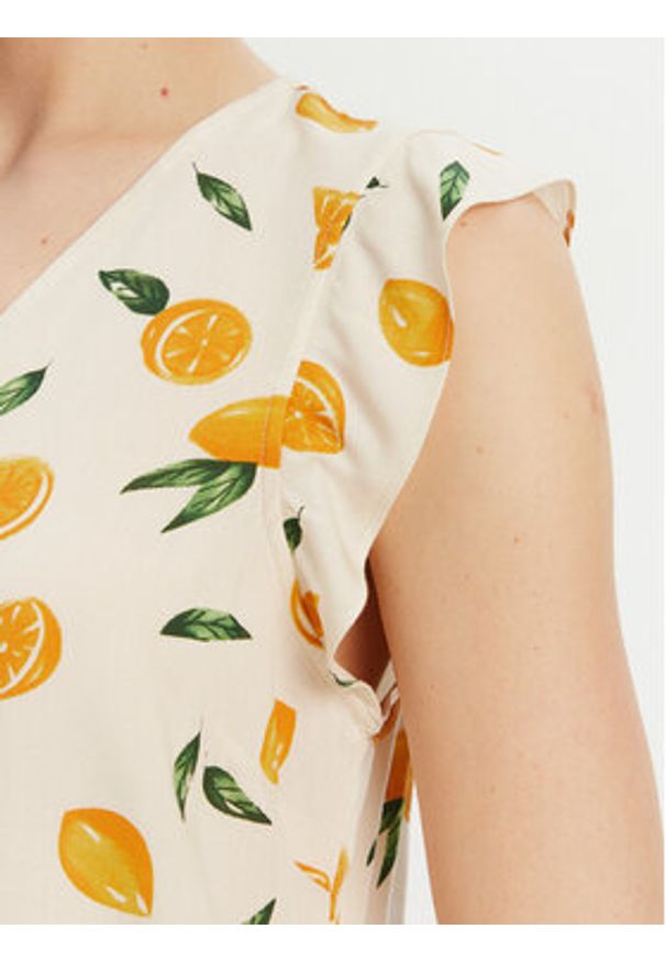 Pieces Bluzka Nya 17147804 Écru Regular Fit. Materiał: wiskoza