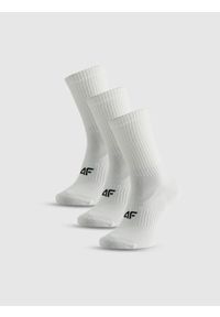 4f - 4F Skarpetki długie (3-pack) damskie - białe 35-38. Kolor: biały. Materiał: elastan, materiał, bawełna, poliamid #1