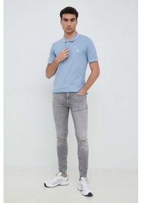 Calvin Klein Jeans polo męski kolor niebieski wzorzysty. Typ kołnierza: polo. Kolor: niebieski. Materiał: dzianina. Długość: krótkie #5