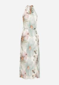 Born2be - Zielona Sukienka z Plisami Wiązaniem i Paskiem z Klamrą Nitenna. Okazja: na imprezę, na co dzień. Kolor: zielony. Długość rękawa: bez rękawów. Typ sukienki: rozkloszowane. Styl: klasyczny, casual, elegancki #6