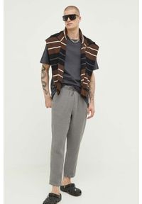 Superdry spodnie lniane kolor szary proste. Kolor: szary. Materiał: len #3