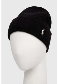 Polo Ralph Lauren czapka wełniana kolor czarny wełniana. Kolor: czarny. Materiał: wełna #2