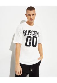BUSCEMI - Biały t-shirt z nadrukiem. Okazja: na co dzień. Kolor: biały. Materiał: bawełna. Wzór: nadruk. Styl: casual