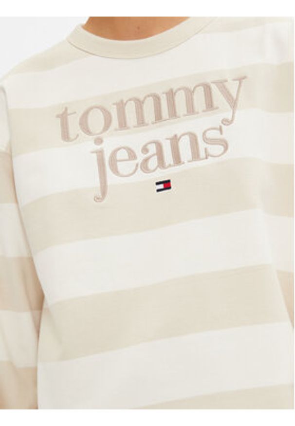 Tommy Jeans Bluza Ess Logo DW0DW19041 Beżowy Relaxed Fit. Kolor: beżowy. Materiał: bawełna