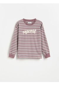 Reserved - Bawełniany longsleeve w paski - ciemnoszary. Kolor: szary. Materiał: bawełna. Długość rękawa: długi rękaw. Wzór: paski #1