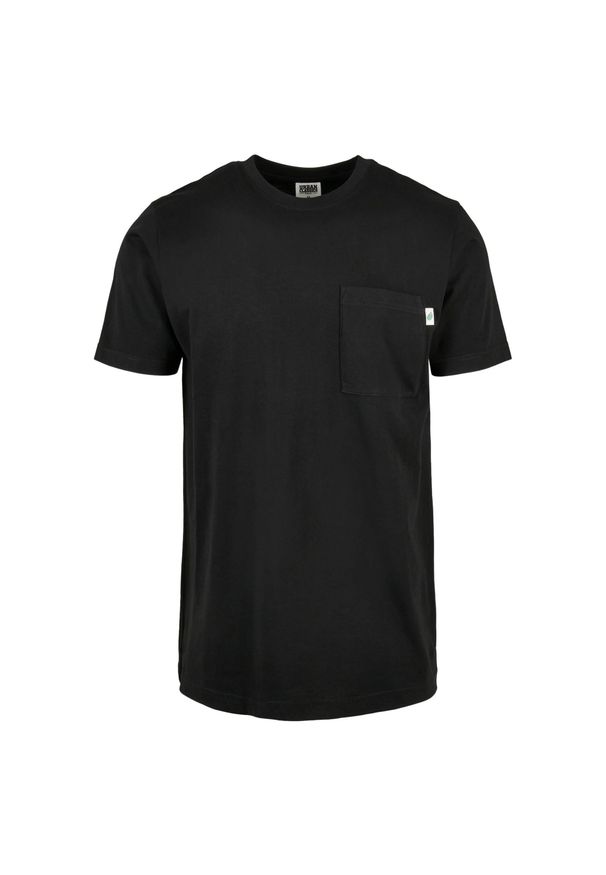 Urban Classics - Męska Podstawowa Koszulka Z Kieszenią Na Piersi Z Bawełny Organicznej. Kolor: czarny. Materiał: bawełna. Sport: turystyka piesza