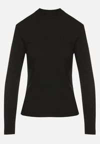 Born2be - Czarna Bluzka Golf Typu Longsleeve Altera. Okazja: do pracy, na co dzień. Typ kołnierza: golf. Kolor: czarny. Materiał: jeans. Długość rękawa: długi rękaw. Styl: casual, elegancki #6