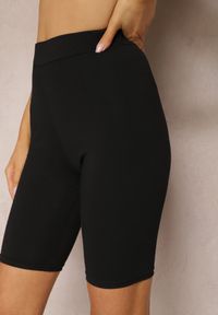 Renee - Czarne Szorty Kolarki przed Kolano z Bawełny Mellodia. Okazja: na co dzień. Stan: podwyższony. Kolor: czarny. Materiał: bawełna. Styl: casual, elegancki #6