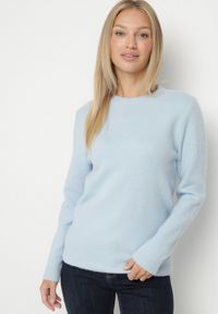 Born2be - Niebieski Sweter z Wełną w Klasycznym Stylu Firrive. Okazja: na co dzień. Kolor: niebieski. Materiał: wełna. Styl: klasyczny #6