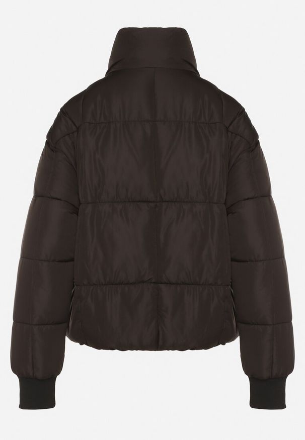 Born2be - Czarna Pikowana Kurtka Puffer o Prostym Kroju ze Ściągaczami przy Rękawach Suzzana. Okazja: na co dzień, na spacer. Kolor: czarny. Materiał: jeans, poliester. Styl: casual, elegancki