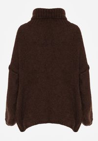 Born2be - Brązowy Gładki Golf Oversize z Domieszką Wełny i Wiskozy Nerafera. Okazja: na co dzień. Typ kołnierza: golf. Kolor: brązowy. Materiał: wełna, wiskoza. Wzór: gładki. Styl: klasyczny, casual #2