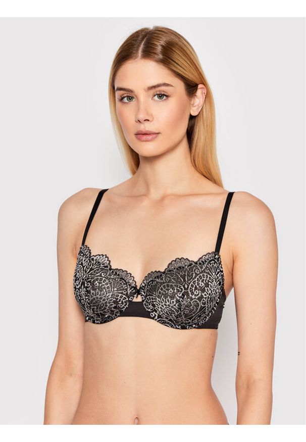 Wonderbra Biustonosz z fiszbiną WB000AQ8 Czarny. Kolor: czarny. Materiał: syntetyk