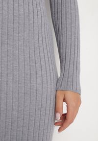 Born2be - Szara Dopasowana Sweterkowa Sukienka z Golfem i Wiskozą Ninnaliria. Okazja: na co dzień. Typ kołnierza: golf. Kolor: szary. Materiał: wiskoza. Długość rękawa: długi rękaw. Styl: casual, elegancki #7