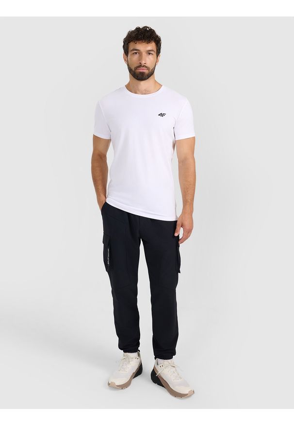 4f - 4F T-shirt slim gładki męski - biały XXL. Okazja: na co dzień. Kolor: biały. Materiał: bawełna. Wzór: gładki. Styl: casual
