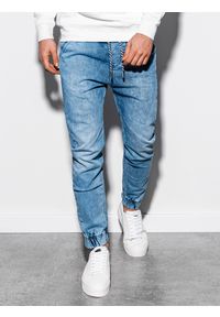 Ombre Clothing - Spodnie męskie jeansowe joggery - jasnoniebieskie P907 - XL. Kolor: niebieski. Materiał: jeans