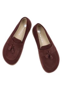 Bordowe Mokasyny Z Frędzlami Armodo Damskie Obuwie Barefoot. Okazja: na co dzień. Kolor: czerwony. Materiał: zamsz. Styl: casual, elegancki #6