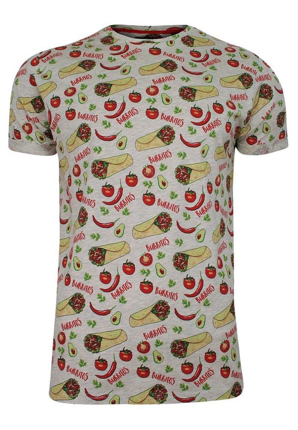 Szary Bawełniany T-Shirt Męski -Brave Soul- Koszulka, Krótki Rękaw, Burrito, Jedzenie, Meksyk. Okazja: na co dzień. Kolor: szary. Materiał: bawełna, wiskoza. Długość rękawa: krótki rękaw. Długość: krótkie. Wzór: nadruk. Sezon: lato, wiosna. Styl: casual