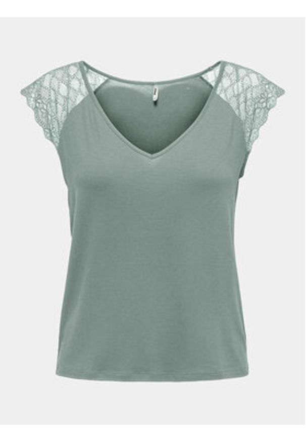 only - ONLY Bluzka Petra 15315803 Zielony Slim Fit. Kolor: zielony. Materiał: wiskoza