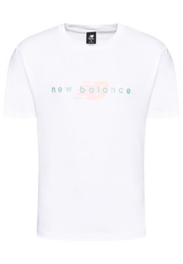 New Balance T-Shirt MT01516 Biały Relaxed Fit. Kolor: biały. Materiał: bawełna