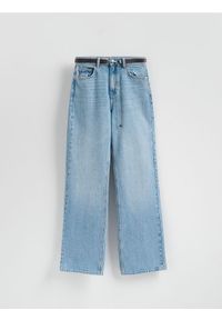Reserved - Jeansy z paskiem - turkusowy. Kolor: turkusowy #1