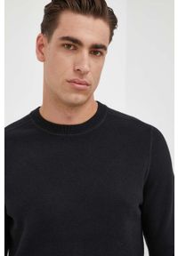 BOSS sweter z domieszką wełny kolor czarny. Kolor: czarny. Materiał: wełna #5