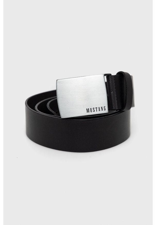 Mustang pasek skórzany męski kolor czarny. Kolor: czarny. Materiał: skóra