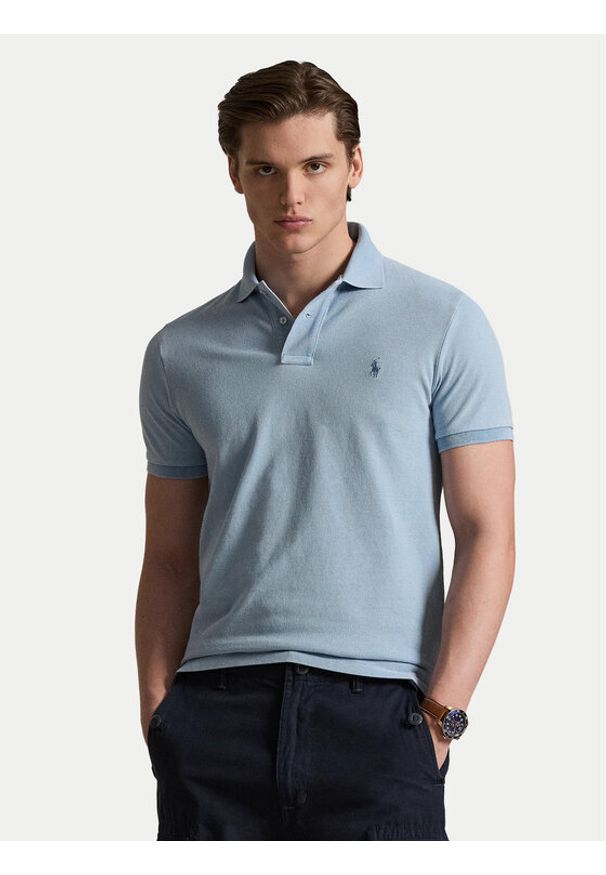 Polo Ralph Lauren Polo 710970582001 Niebieski jasny Custom Slim Fit. Typ kołnierza: polo. Kolor: niebieski. Materiał: bawełna