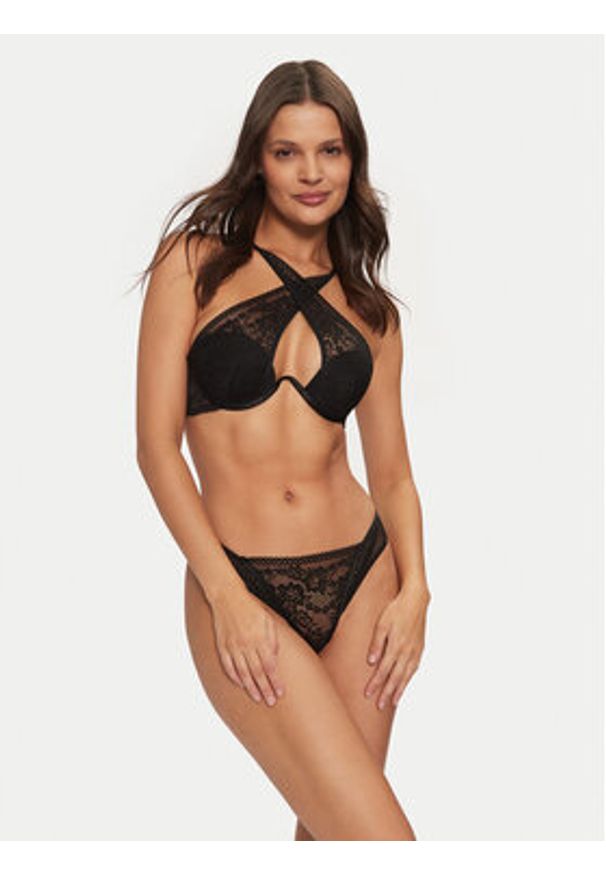Hunkemöller Biustonosz z fiszbiną Vera 206278 Czarny. Kolor: czarny. Materiał: syntetyk