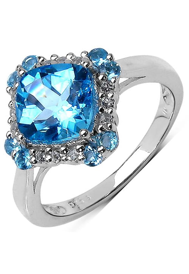 Braccatta - NELL BLUE Srebrny pierścionek zaręczynowy niebieski topaz 3 ct. Materiał: srebrne. Kolor: niebieski, wielokolorowy, srebrny. Kamień szlachetny: topaz