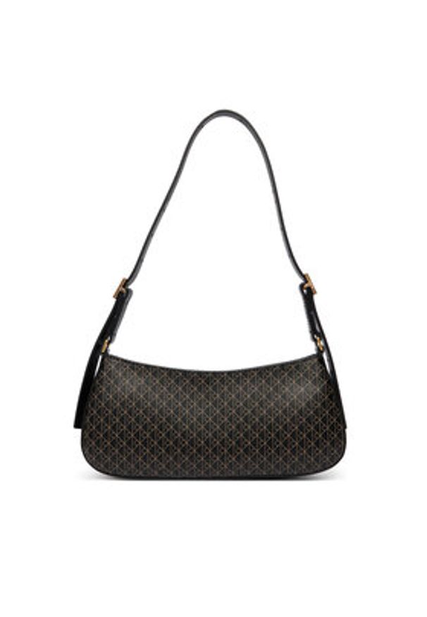 Calvin Klein Torebka Emblem Aop Small Shoulder Bag LV04F3324G Czarny. Kolor: czarny. Materiał: skórzane