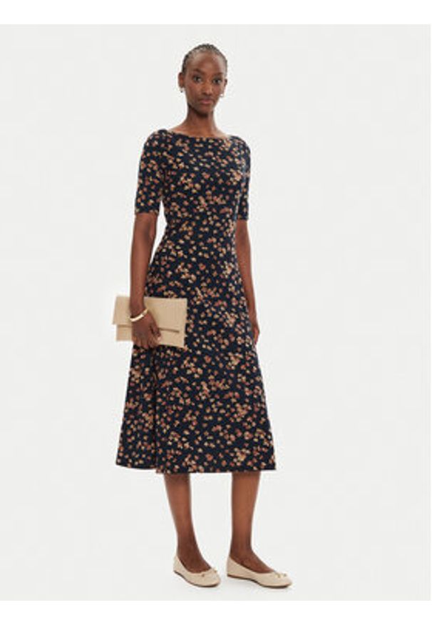 Lauren Ralph Lauren Sukienka codzienna 250946135001 Granatowy Slim Fit. Okazja: na co dzień. Kolor: niebieski. Materiał: bawełna. Typ sukienki: proste. Styl: casual