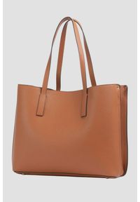 Guess - GUESS Brązowa shopperka damska Meridian. Kolor: brązowy. Materiał: skórzane
