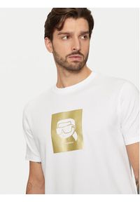 Karl Lagerfeld - KARL LAGERFELD T-Shirt 755460 551235 Biały Regular Fit. Typ kołnierza: dekolt w karo. Kolor: biały. Materiał: bawełna #3