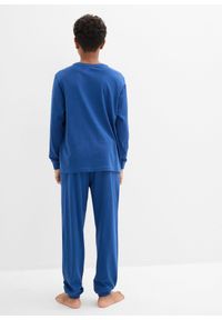 bonprix - Piżama z czystej bawełny organicznej. Kolor: niebieski. Materiał: bawełna. Wzór: nadruk #2