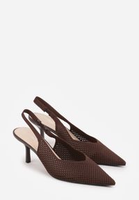 Born2be - Brązowe Ażurowe Sandały na Niskiej Szpilce z Noskiem w Szpic Balnalia. Okazja: na co dzień, na spotkanie biznesowe, na ślub cywilny, do pracy, na wesele. Kolor: brązowy. Wzór: ażurowy. Styl: casual, biznesowy, klasyczny, wizytowy #8