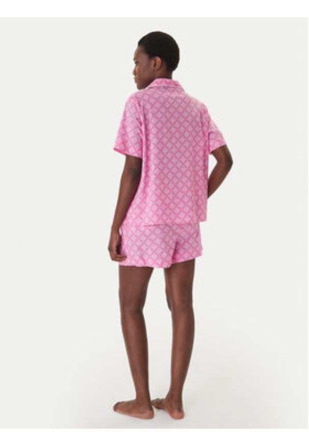 DKNY Piżama YI80108 Różowy Regular Fit. Kolor: różowy. Materiał: wiskoza, bawełna
