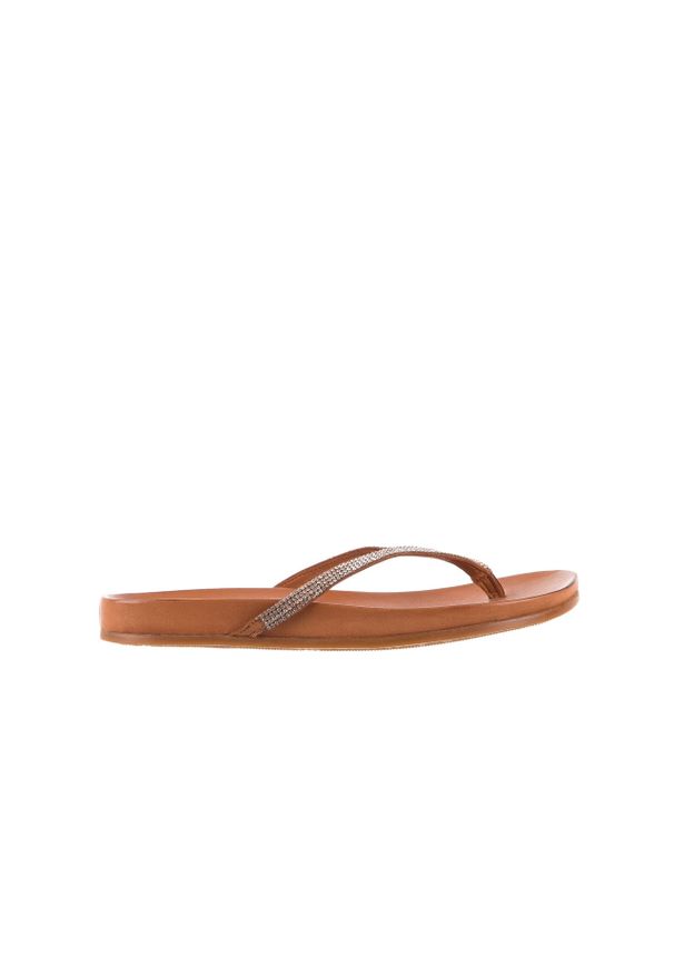 Japonki Bayla-163 17-189 Tan, Brąz, Skóra naturalna - 36. Okazja: na co dzień. Kolor: brązowy. Materiał: skóra. Wzór: aplikacja. Styl: casual