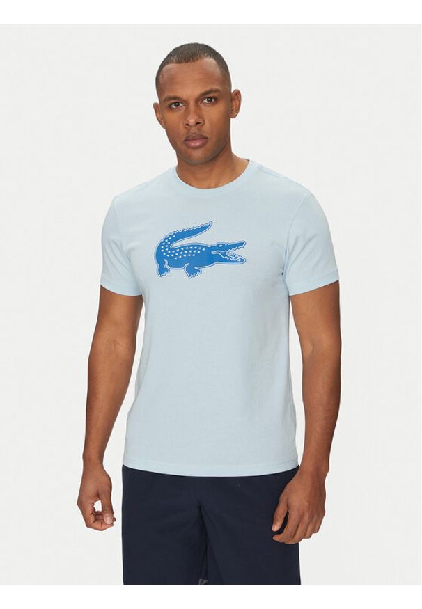 Lacoste T-Shirt TH2042 Błękitny Regular Fit. Kolor: niebieski. Materiał: bawełna