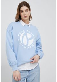 Pepe Jeans bluza bawełniana Wyllile damska kolor niebieski z nadrukiem. Kolor: niebieski. Materiał: bawełna. Wzór: nadruk #1