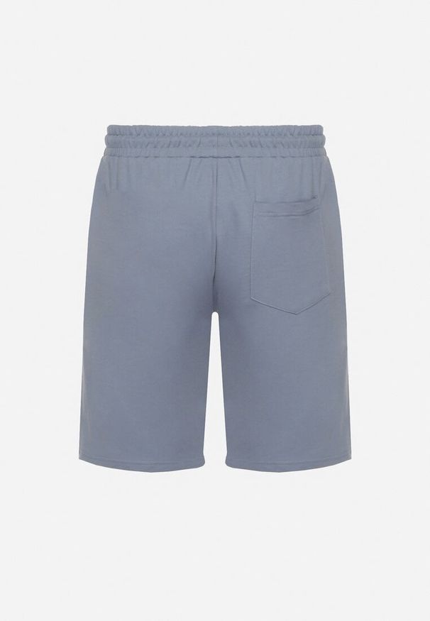 Born2be - Jasnoniebieskie Bawełniane Szorty Dresowe z Gumką w Pasie i Sznurkiem Jorpia. Okazja: na co dzień. Kolor: niebieski. Materiał: dresówka, bawełna. Długość: krótkie. Wzór: paski. Sezon: lato. Styl: casual