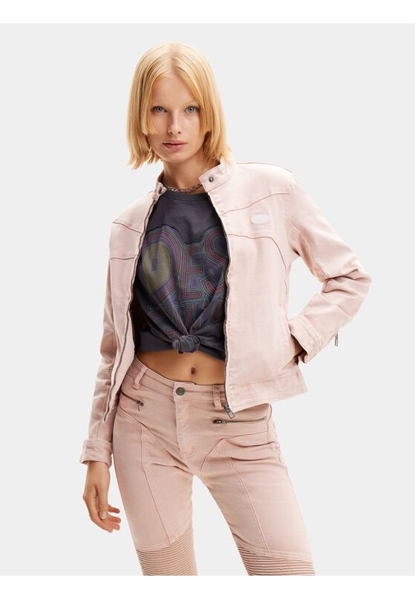 Desigual Kurtka jeansowa California 24SWED49 Różowy Regular Fit. Kolor: różowy. Materiał: bawełna