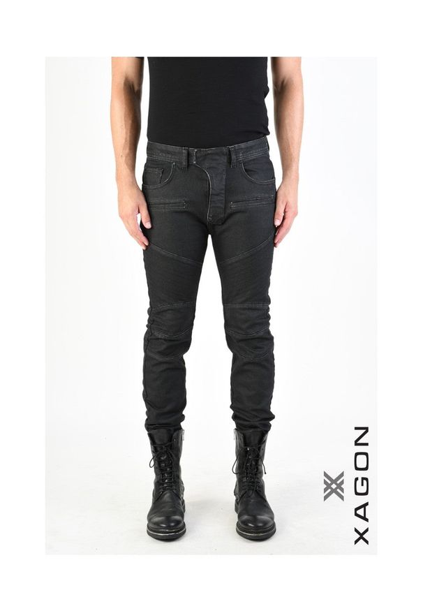 Xagon Jeansy "Bikers" | MR 228 | Mężczyzna | Czarny. Okazja: na co dzień. Kolor: czarny. Długość: długie. Styl: casual, elegancki