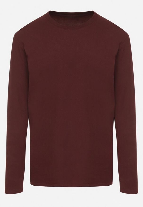 Born2be - Bordowa Bawełniana Bluzka Longsleeve Fenelle. Okazja: na spacer, na spotkanie biznesowe, do pracy, na co dzień. Kolor: czerwony. Materiał: bawełna. Długość rękawa: długi rękaw. Wzór: ze splotem. Styl: biznesowy, klasyczny, casual