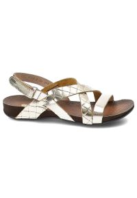 Złote Sandały Armodo Eleganckie Buty Damskie. Zapięcie: pasek. Kolor: złoty. Materiał: materiał. Sezon: lato. Styl: elegancki #7