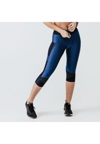 KALENJI - Legginsy do biegania krótkie damskie Kalenji Dry+ Feel. Kolor: niebieski. Materiał: materiał, poliester, elastan. Długość: krótkie. Sport: fitness
