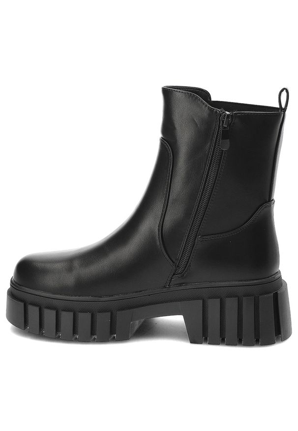 Czarne Botki S.Barski Modne Obuwie Damskie Zapinane Na Suwak. Okazja: na co dzień. Kolor: czarny. Materiał: materiał. Obcas: na platformie. Styl: elegancki, casual