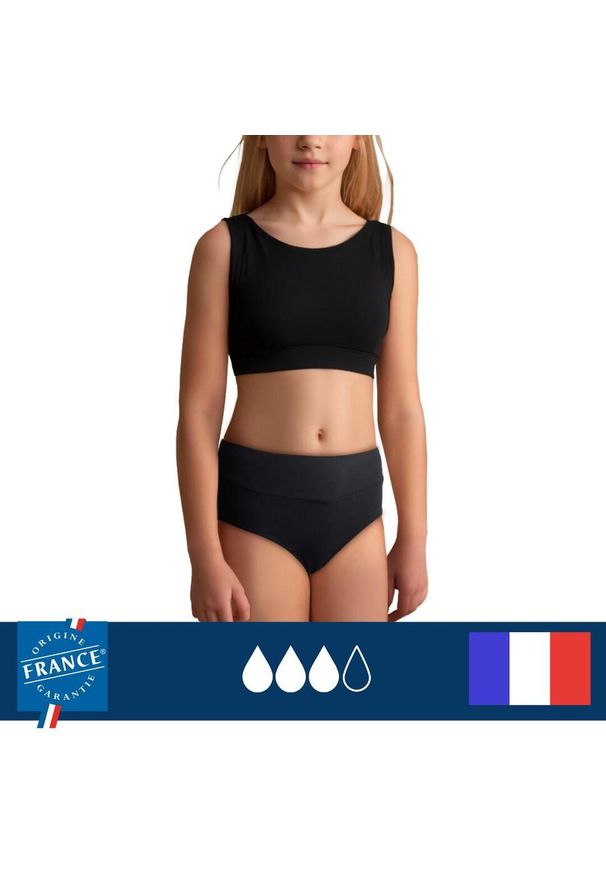 PLIM UNDERWEAR - Dół menstruacyjnego stroju kąpielowego nastolatki wysoki stan duża chłonność. Stan: podwyższony. Kolor: czarny