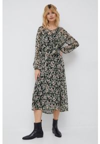 Vero Moda sukienka kolor czarny midi rozkloszowana. Kolor: czarny. Typ sukienki: rozkloszowane. Długość: midi #5